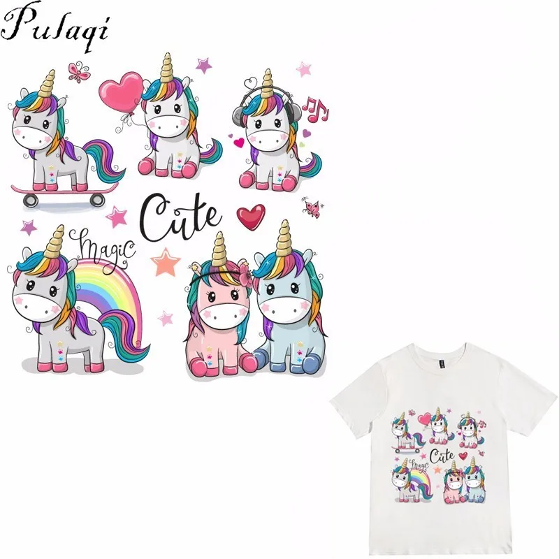 Pulaqi аниме мультфильм теплопередача футболка Железный на одежде DIY украшения