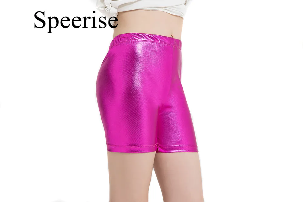 Speerise Girl Ballet Shorts Jazz Gymnastic Hot Boy Dance for Stage wear Shiny Metallic Exercising |