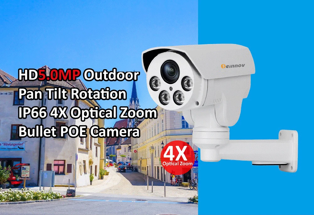 Einnov H.265 5MP 2MP уличная ip-камера видеонаблюдения POE 4X Zoom PTZ домашняя камера безопасности ONVIF DC 12 В 48 в детский монитор HD