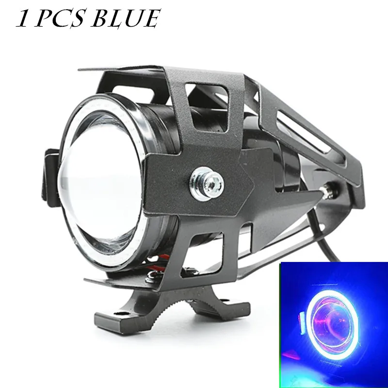 1 Pcs Blue QIPO мотоцикл ангельские глазки фары лампы Hi-lo луч U7 Светодиодный прожектор 12 В подходит для Honda Yamaha - Цвет: 1 Pcs Blue