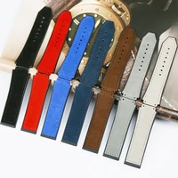 watch accessories 19mmx25mm crazy horse leather strap rubber strap for hublot big bang series womens and mens watch band