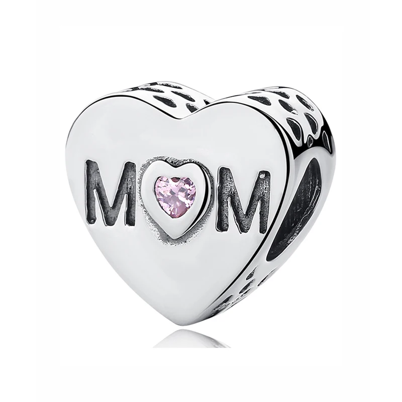 Mother Heart Оригинальные бусины из стерлингового серебра 925, очаровательные, семейные, Семейные, семейные, для мамы, любовь, для дома, Подвески, подходят для Пандоры, браслеты, сделай сам, Женские Ювелирные изделия - Цвет: Mother Heart