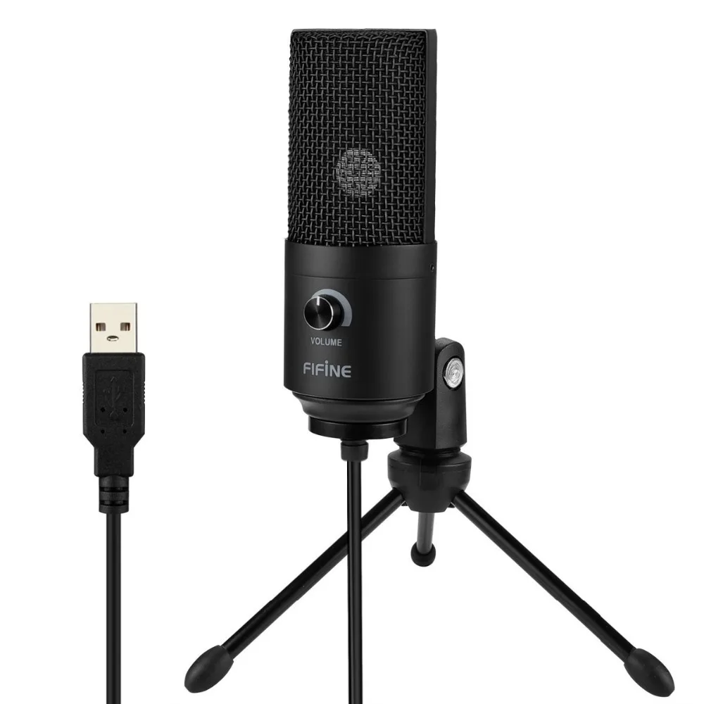 Fifine USB конденсаторный игровой микрофон для ноутбука Windows Studio Запись встроенная звуковая карта
