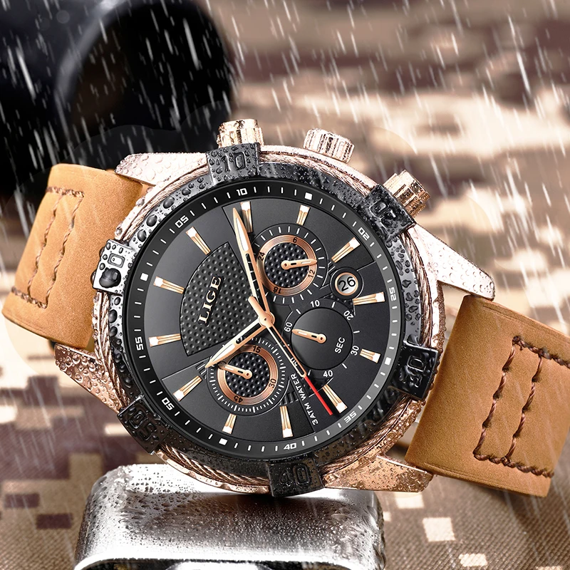 Montre Homme 2018 Luxe De Marque LIGE новые военные спортивные часы кожаные антифриз водостойкие