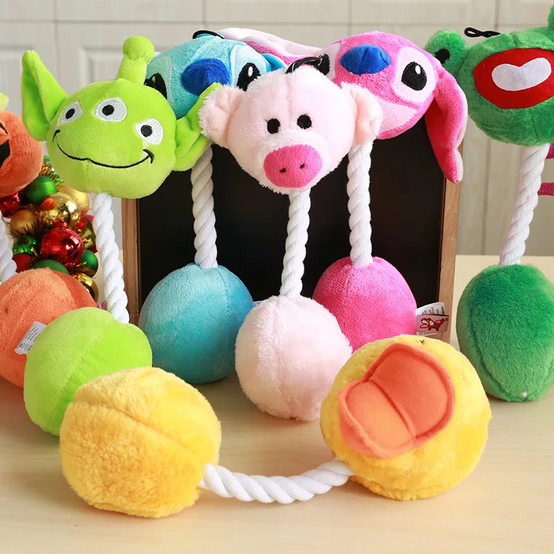 

Dog Toys Lovely Pet Puppy Chew Plush Cartoon Animals Pig Cotton Rope Shape Bite Toy Duck Shaped Squeak Toys Pet Supplies