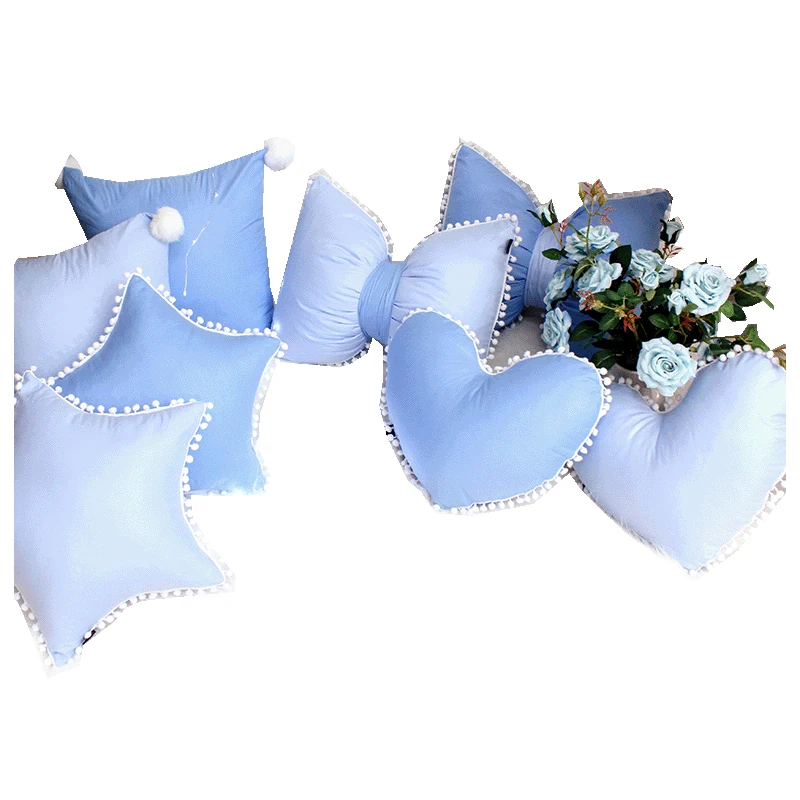 Special Recommend Cushions Almofada Candy Blue 100% Cotton Luxury Prince Room Decor Pillows Crown Bowknot Type Cushion Cute Edge | Дом и сад