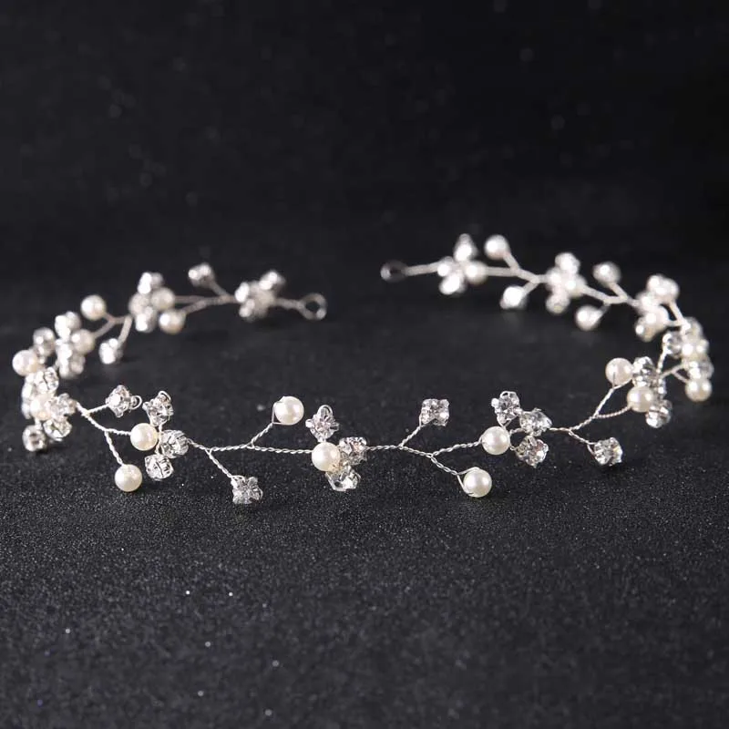 Gold/Silver Color Crystal Headband Pearl Tiaras de Noiva Hair Jewelry Women Headpiece Ornaments Wedding Accessories VL | Украшения и