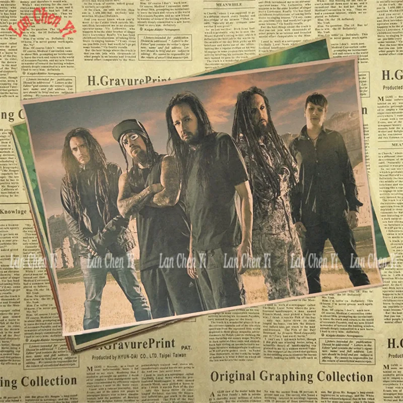 Небесно-голубой Korn Рок-Группа Музыка крафт-бумага плакат Винтаж Высокое качество печати рисунок ядро декоративная живопись - Цвет: Небесно-голубой