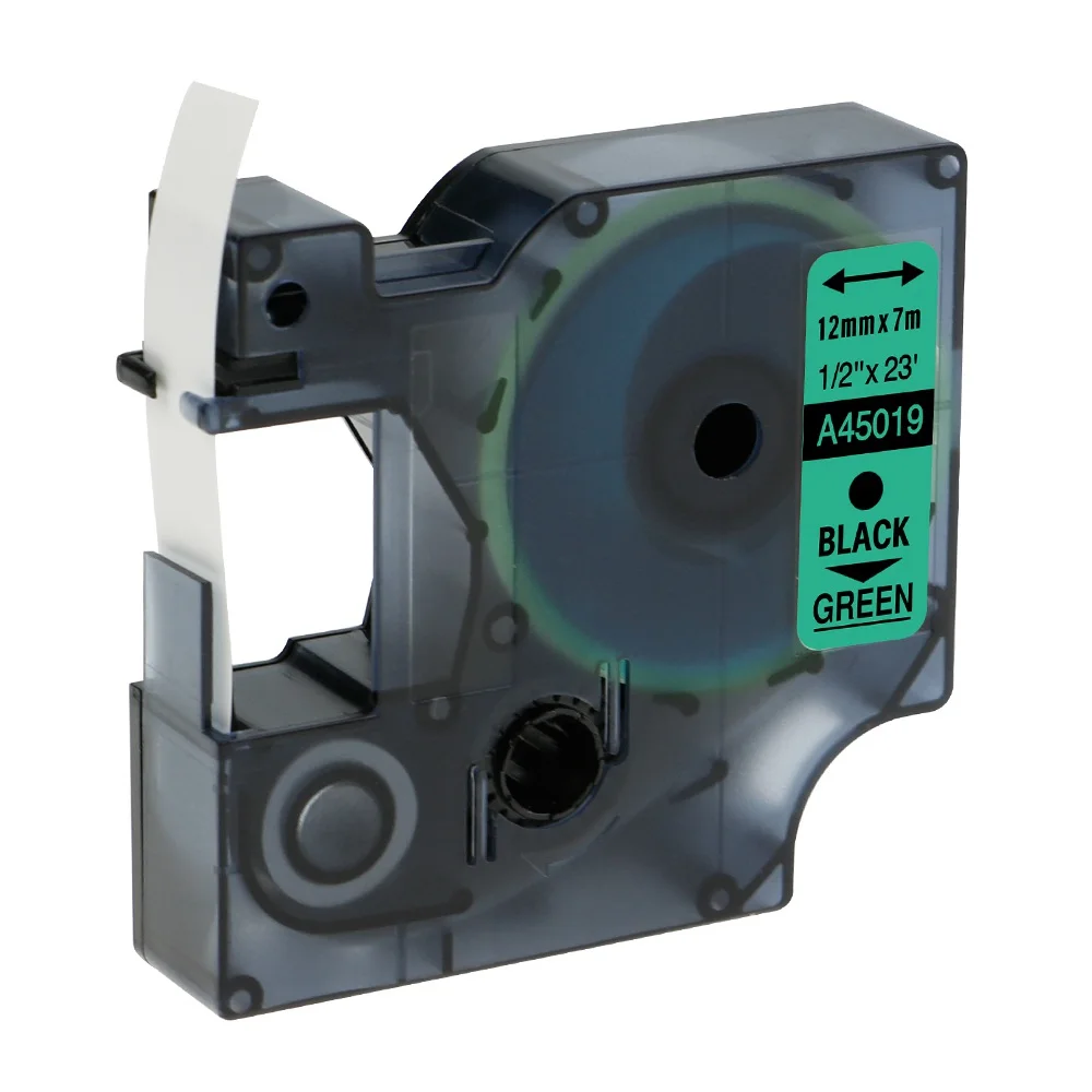 12mm Black on Green Совместимость для DYMO D1 Этикетка ленты для принтеров 45013 12 мм Мульти Цвет для маркировочный принтер DYMO 280 420 P принтер этикеток Принтер для этикеток DYMO - Цвет: 12mm Black on Green