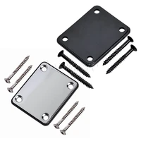 electric guitar neck plate with screws black chrome for fender strat guitar replacement