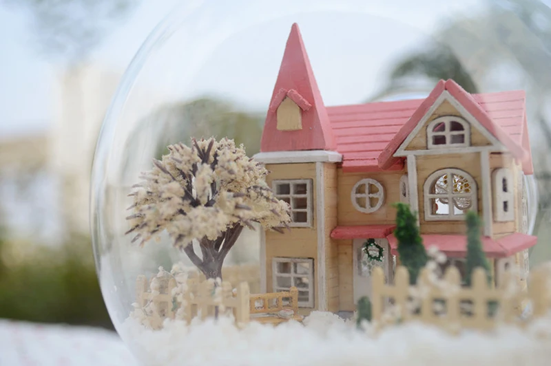 DIY Кукольный дом Миниатюрный Кукольный домик 3D ручной работы Каса модель стеклянный шар дом для кукол Рождественский подарок игрушки для детей B009# E