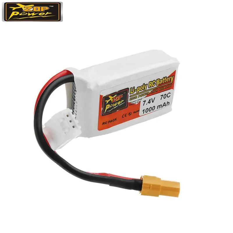 ZOP POWER 7.4V 1000mAh 70C 2S Rechargeable Lipo Battery With XT60 Plug Connector For RC Drone Quadcopter DIY Part Accessories | Игрушки и