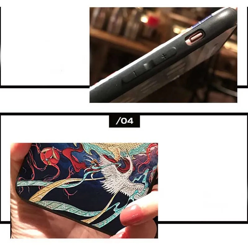 JIBAN Chinese Style Embossed Painted Dragon Double Crane Phone Case For Honor Play Huawei Nova3e P20 Magic2 10pro |