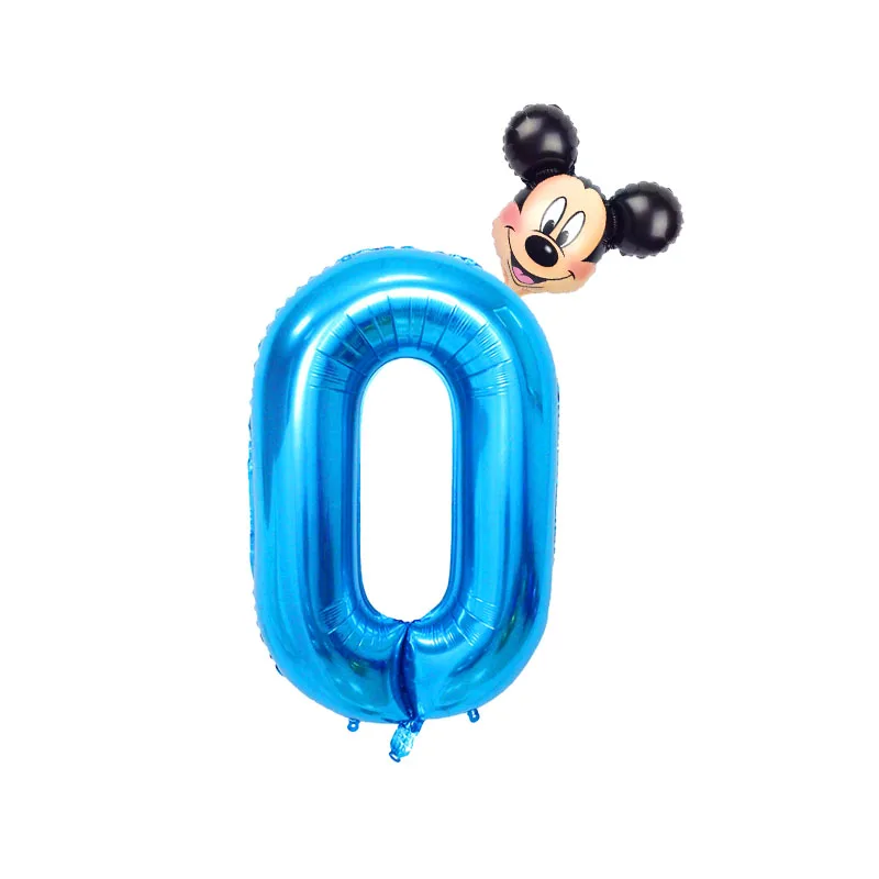 Mickey-0 2 шт./лот 40 дюймов розовый и голубой номер Фольга надувные шары Mickey воздушный шар "Минни" Рисунок От 1 до 5 лет детская футболка для мальчиков и девочек, День рождения деко - Цвет: Mickey-0