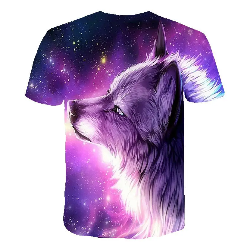 Фиолетовая футболка Dream Galaxy Wolf для мужчин и женщин новая в стиле хип-хоп панк