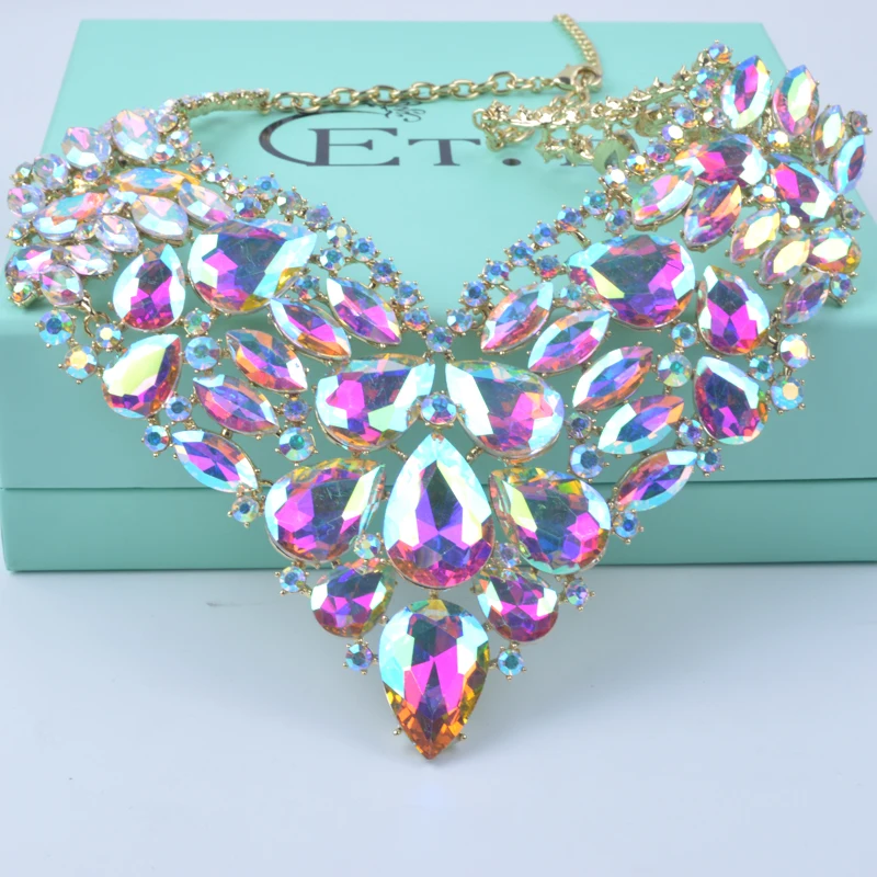 Женский Свадебный комплект из колье и серёг с кристаллами|necklace and earring set|bridal wedding