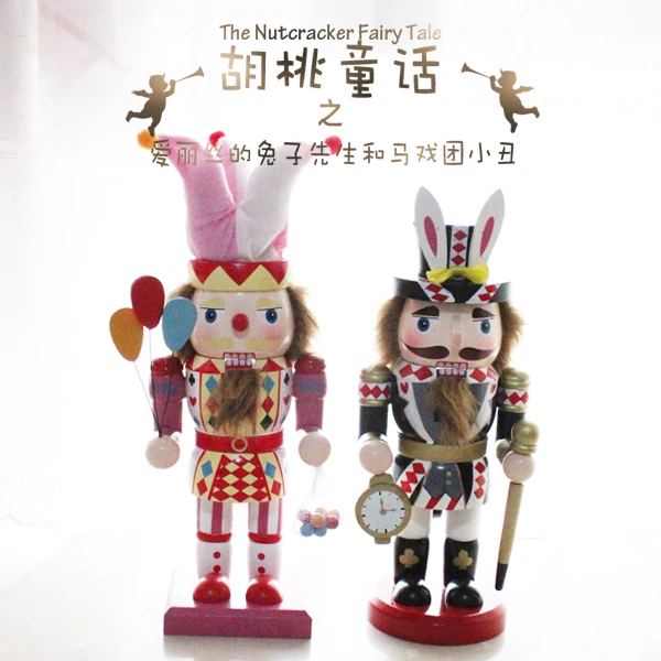30 см ультра жир Алиса в виде кролика и клоун деревянный Щелкунчик рождественские