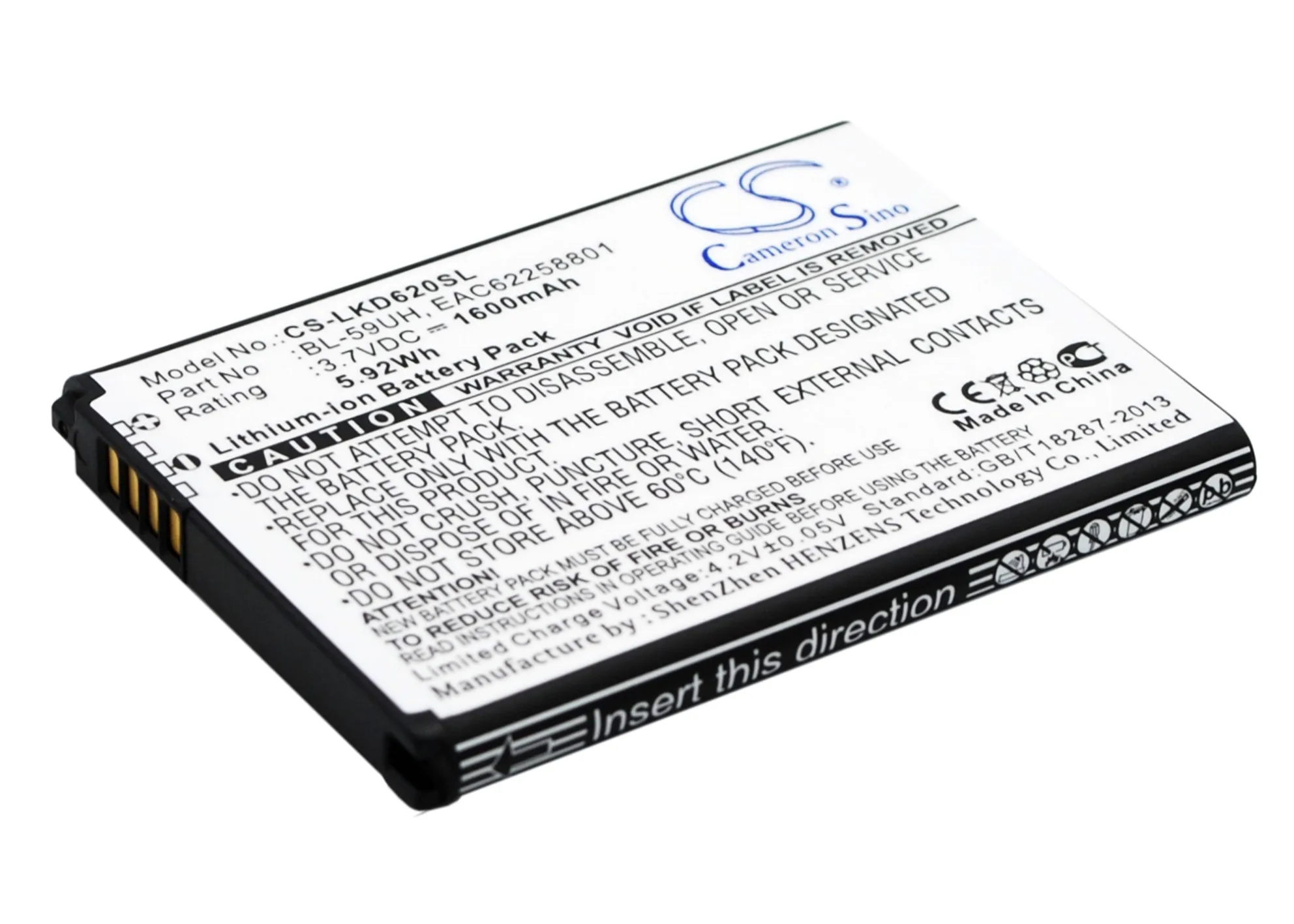 Аккумулятор Cameron Sino 1600 мАч BL 59UH EAC62258701 EAC62258801 для LG D315 D320 D620 D620J D620K D620R G2 mini Optimus