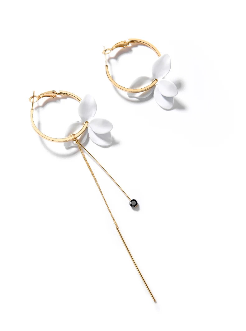 Женские серьги-подвески в форме цветка большие золотистые серьги-ассиметричные