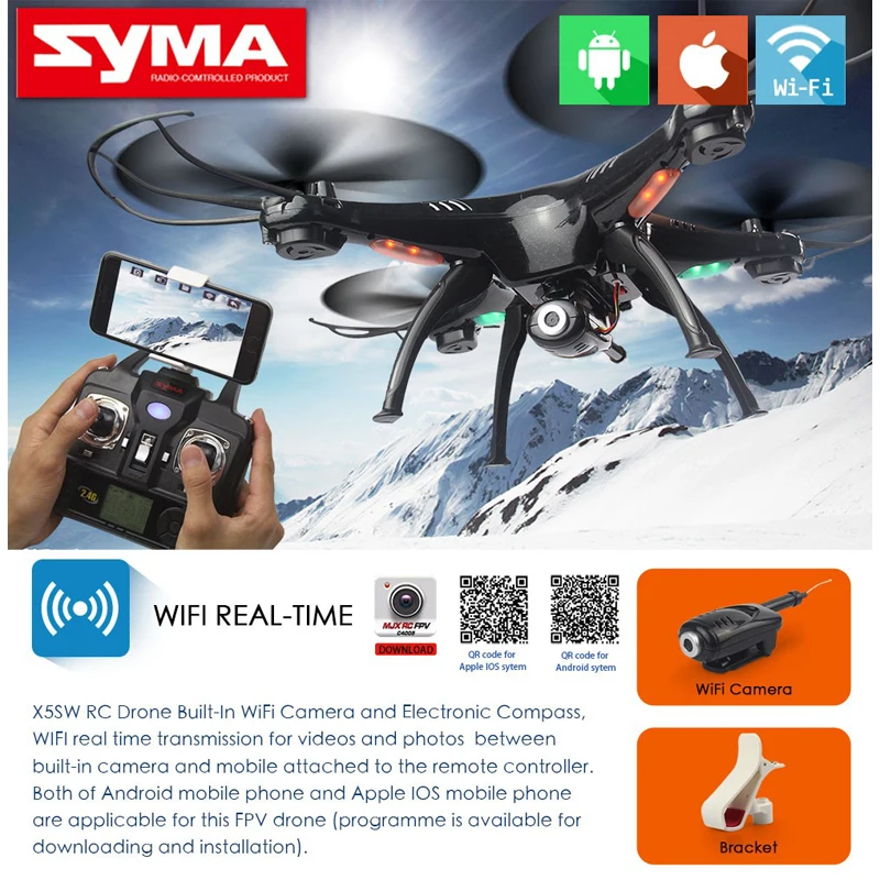Syma x5sw Гул с Камерой HD WIFI в Режиме Реального Времени FPV Quadcopter 2.4 Г 6 Ось Гироскопа 4CH