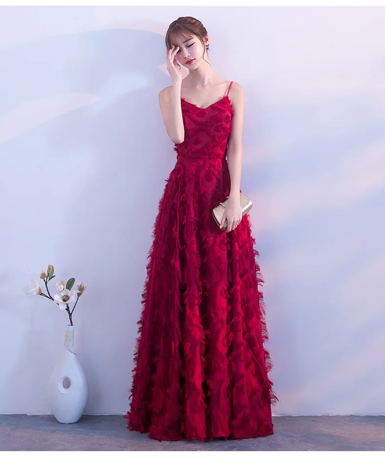 Халат demoiselle d'honneur2018 сексуальный v-образный вырез кружева перо бахрома линия Бургундия Румяна розовое платье подружки невесты длинный плюс размер
