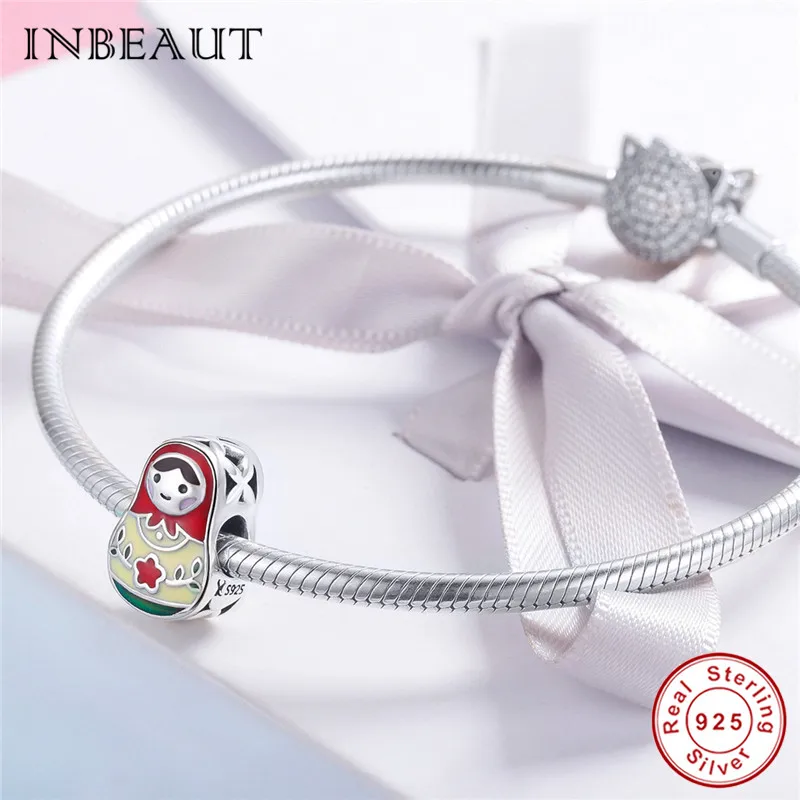 INBEAUT 100% 925 пробы серебряные милые круглые русские стандартные красные подвески