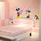 Мультфильм Микки Минни Маус Детские домашние наклейки настенные Стикеры для детской комнаты детская спальня настенное искусство детский парк развлечений DIY постер