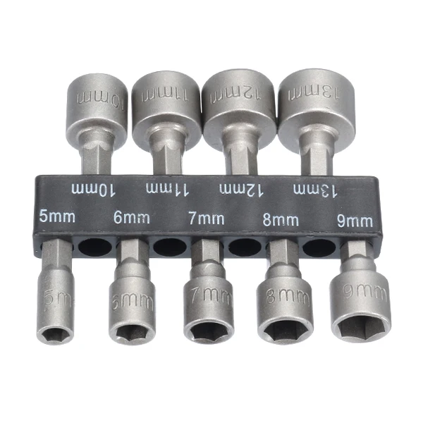 9 шт./компл. 1/4 дюймовый 5 13 мм шестигранным хвостовиком Мощность гайки водитель