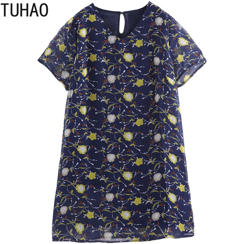 

TUHAO Womens Dresses Plus Size 10XL 9XL 8XL Summer Vintage Floral Print Shirts Party Dress Casual Vestidos Femininos