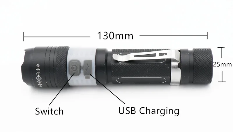 Многофункциональный 6000лм T6 COB светодиодный USB фонарик точечная лампа IPX4 водонепроницаемый мощный портативный масштабируемый походный фонарь