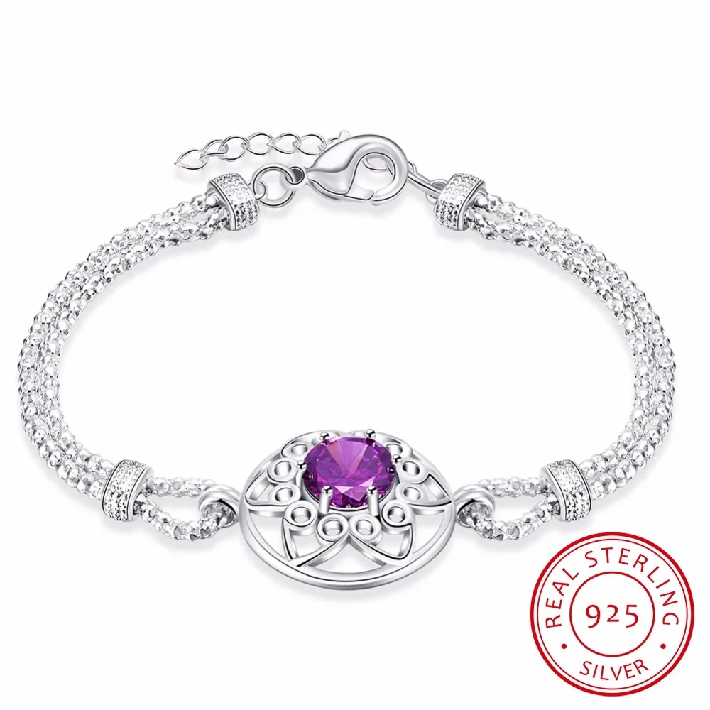 

Lekani Woman's Fine Jewelry 925 Sterling Silver Magen David Star Charms 20cm Bracelet Bangle Pulseiras De Prata For Female Gift