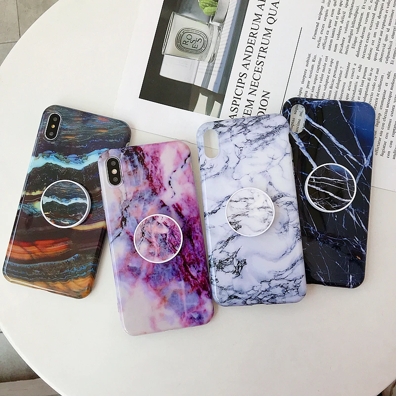 Глянцевые чехлы для телефонов с фиолетовым мрамором iPhone 11 12 Mini XS Max XR X 8 7 6s 6 Plus