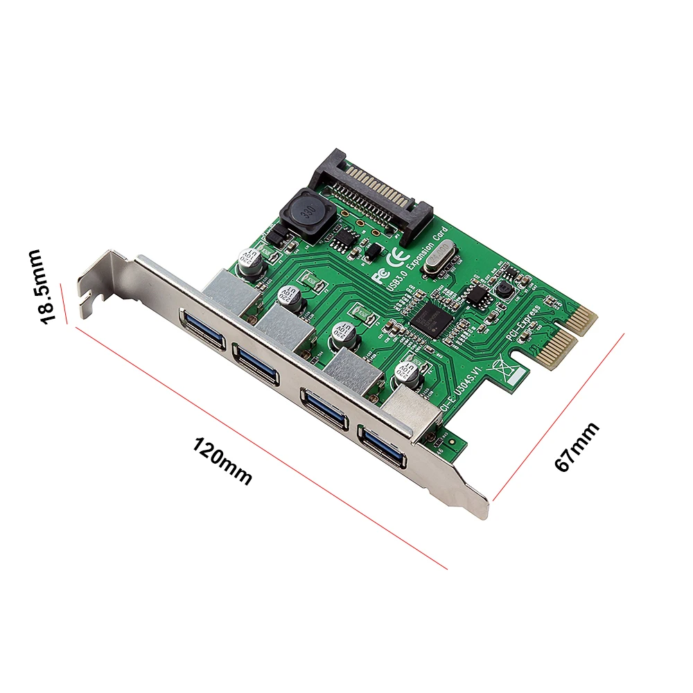 Плата расширения PCI E на четыре порта USB3.0 интерфейс Express адаптер 15pin для