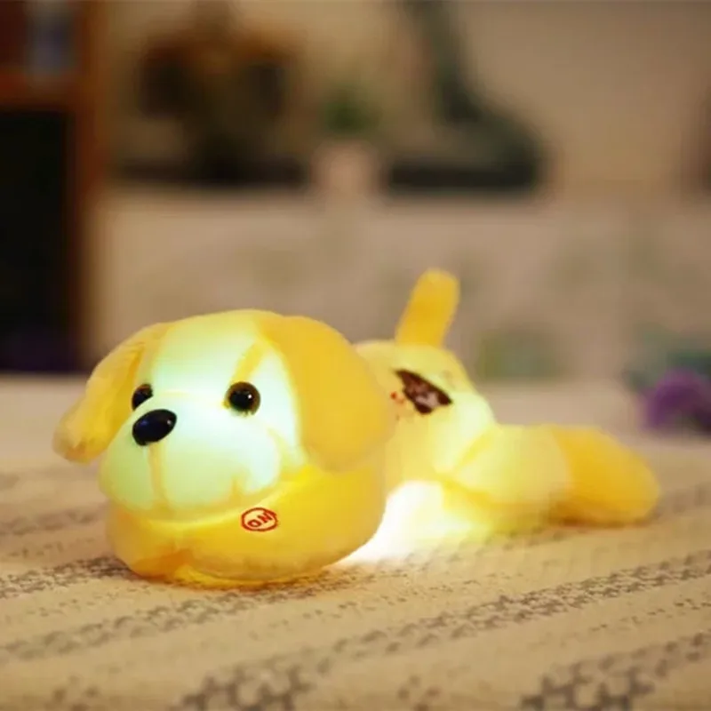 1 шт. 35 см Kawaii светящиеся плюшевые игрушки собаки светящиеся светодиодный светильник красивые игрушки-животные милые мягкие красочные подушки дети ребенок девочки подарок - Цвет: yellow