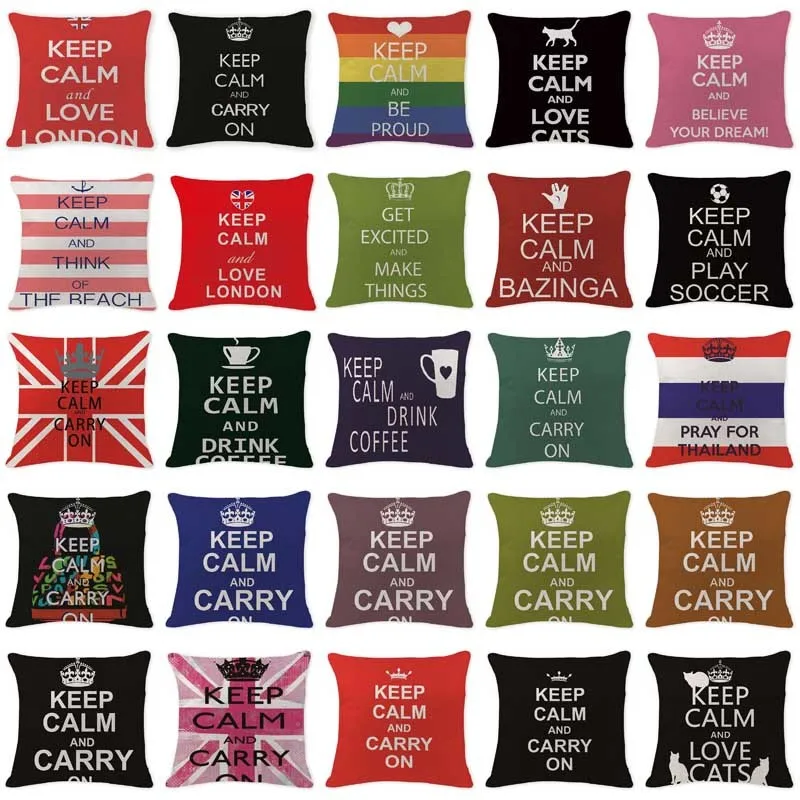 Элегантный Чехол на подушку в стиле кантри с надписью Keep Calm Cojines Garden 18 из хлопка и