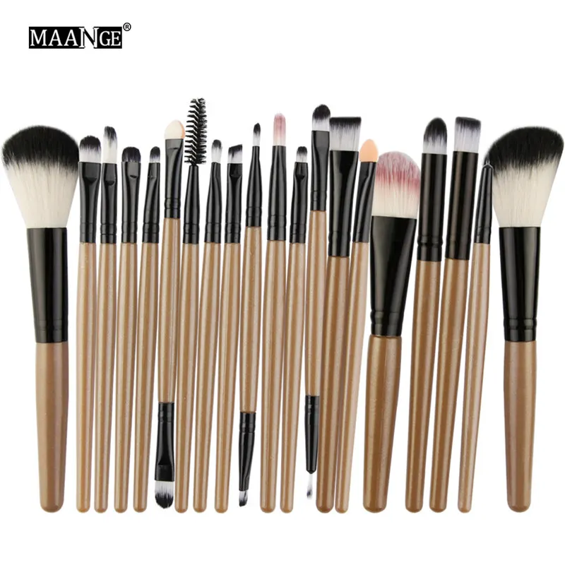 22PCS MAANGE 22/20 шт. набор деревянных макияжных Кисти Набор Пудра Румяна Тени для век, подводка для глаз, макияж кисти для макияжа инструмент Наборы Косметика Maquiagem - Handle Color: 22PCS