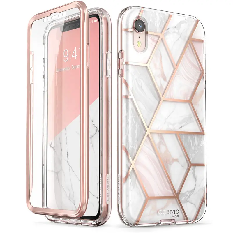 Marble Для iPhone XR чехол 6," i-Blason Cosmo серия полный корпус блестящий Мраморный бампер чехол со встроенной защитной пленкой для экрана для iPhone Xr - Цвет: Marble
