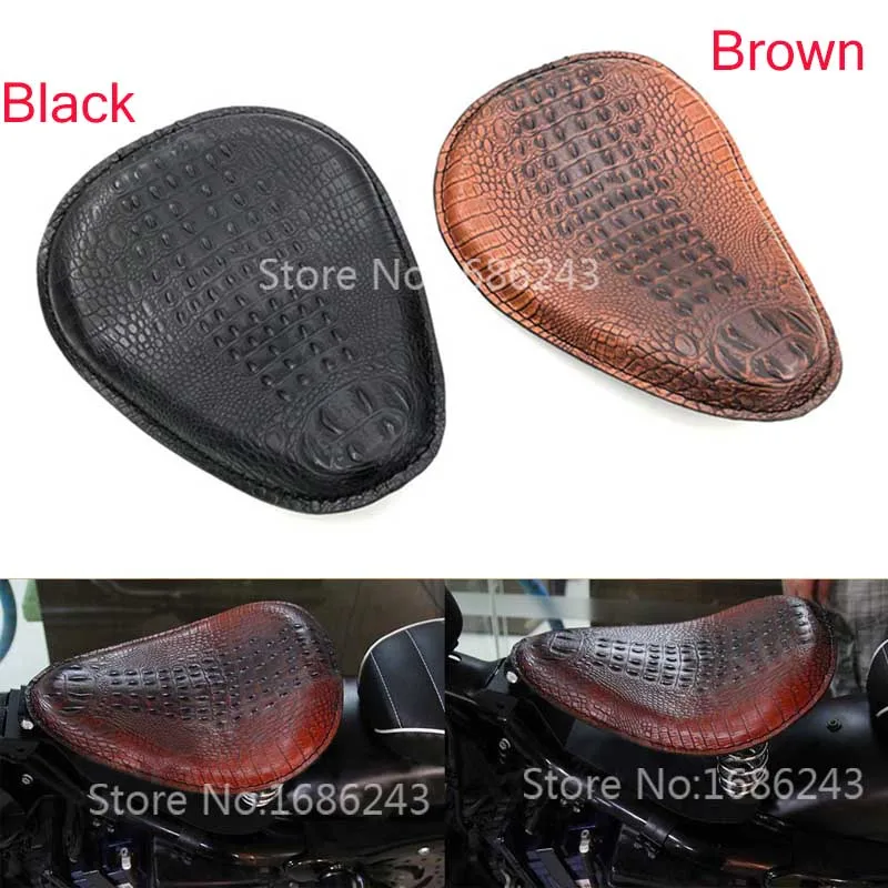 Retro Black/Brown Crocodile Leather Style Solo Seat For Harley Sportster XL 883 Chopper Bobber Custom Motorcycle Cafe Racer |