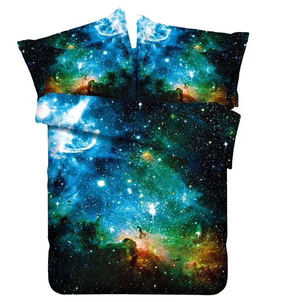 

Moon and stars bedding set quilt duvet cover cal king queen full double size fitted sheet bed in a bag bedspread blue green 4pcs