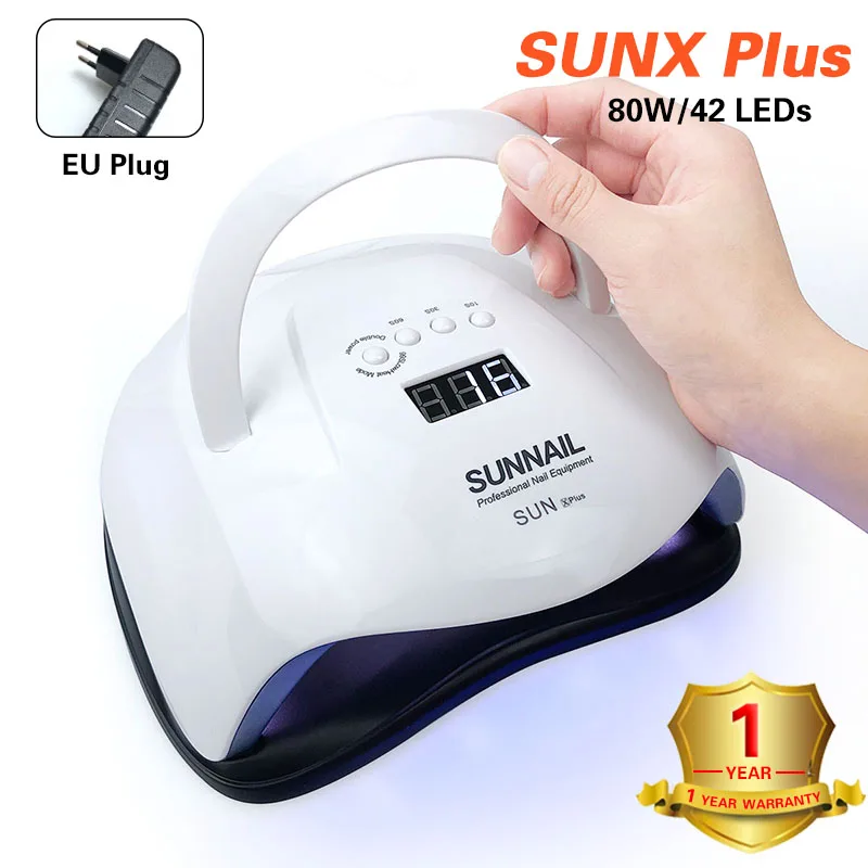 SUNX Plus EU Новая УФ лампа 80 Вт SUN X Plus светодиодный светильник для маникюра лампа 42 шт. светодиодный бисер Сушилка для ногтей для отверждения ногтей гель для ногтей маникюрные инструменты - Цвет: SUNX Plus EU