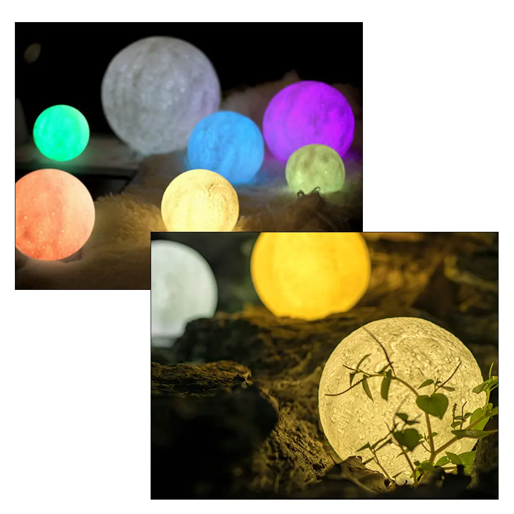 

RGBW Moon Table Lamps 3D Print USB Charged 10 Levels Dimmable Touch/24 Key IR Remote Control Novelty Creative Decor Night light