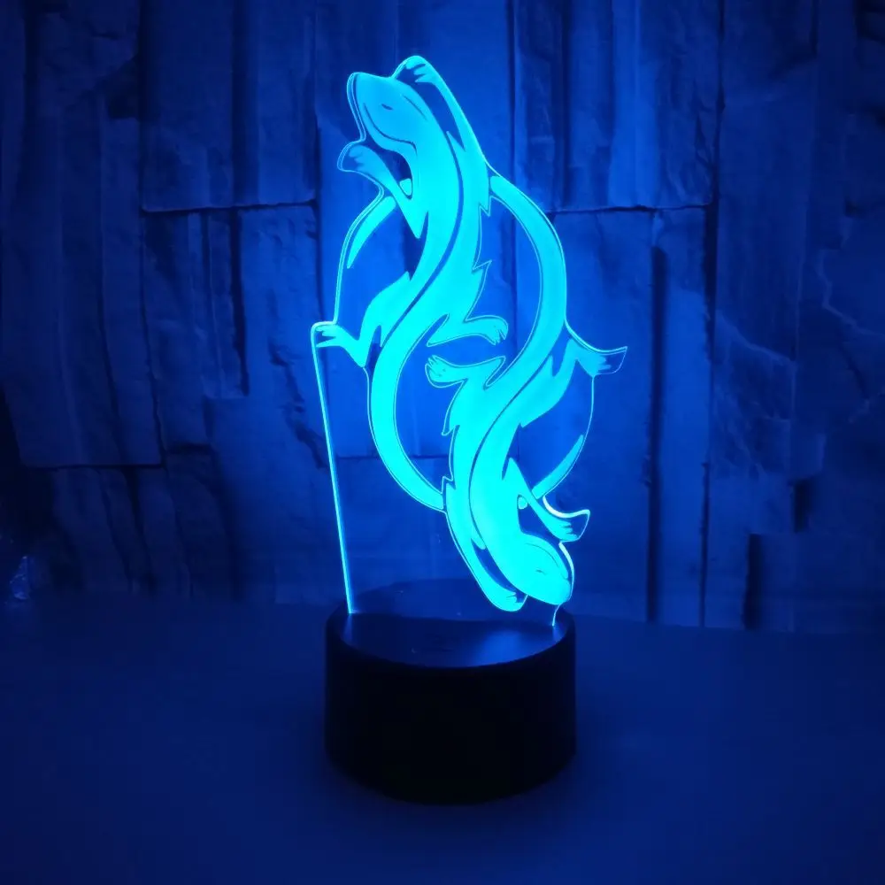 Gecko модель LED 3D ночник 7 цветов мигающий дистанционный сенсорный датчик Usb Иллюзия