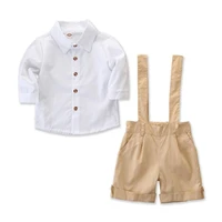baby boy party formal suit 2019 summer fashion kids white blouse shirtshort overall 2pcs clothing sets gentleman suit for 1 5y
