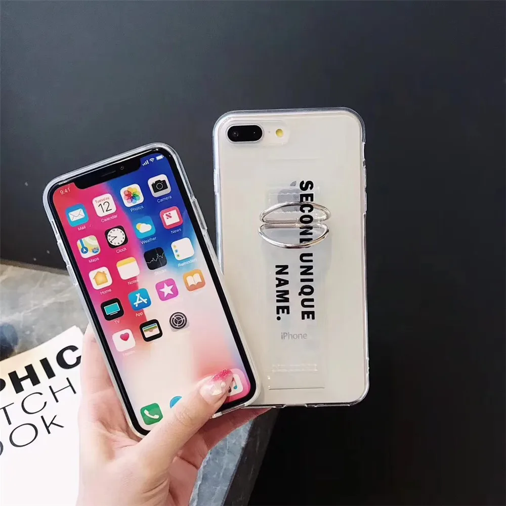 Korea ins Hot Letters Logo Luxury Wristband Clear Phone Case For iPhone 6 6s 7 8 Plus X XR XS MAX Super Transparent Couple Cover |
