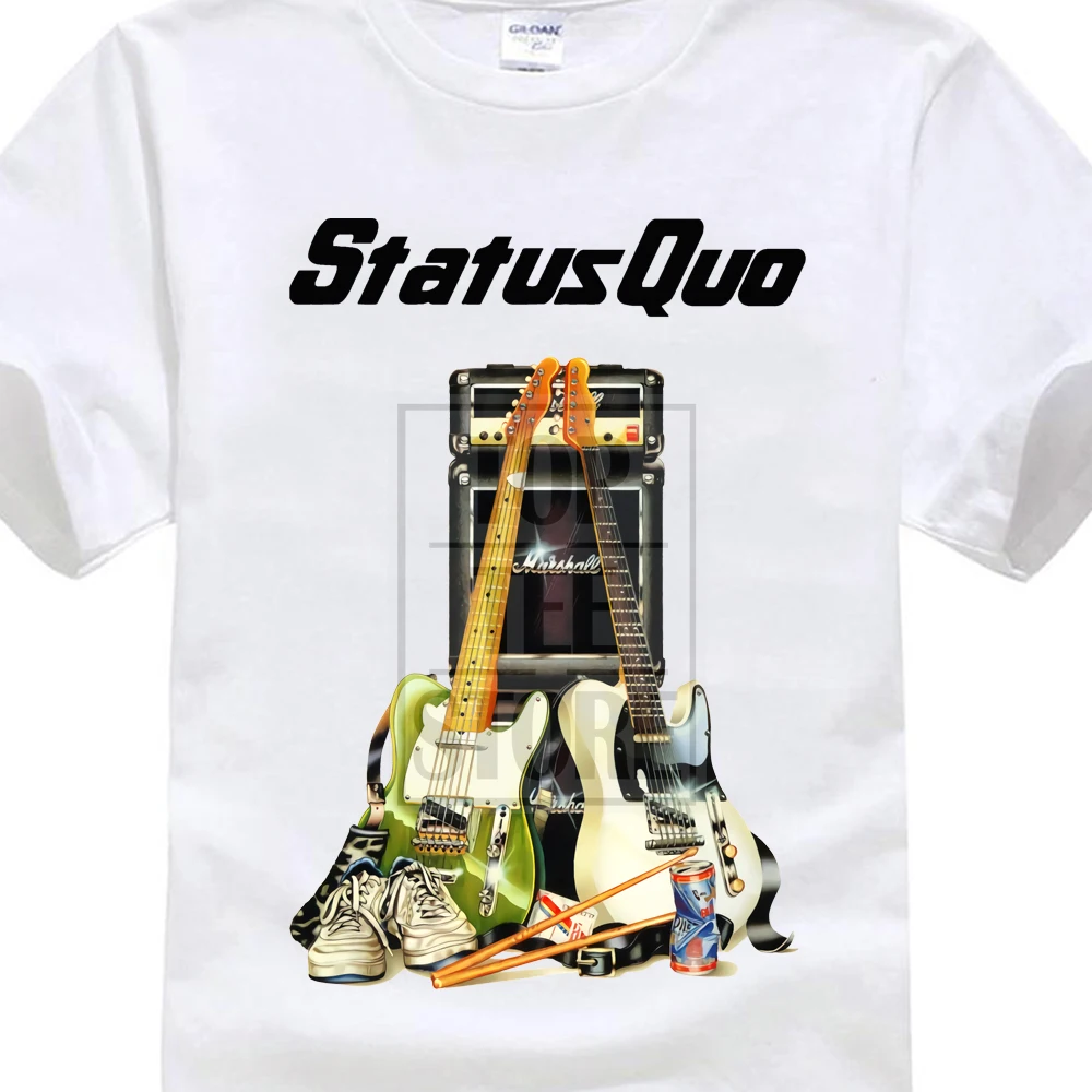 Status Quo Rock Band Instru Мужская ts белая футболка для мужчин футболка|Мужские футболки| |