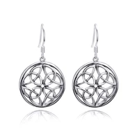 s925 sterling silver earrings celtic knot round vintage earrings for women
