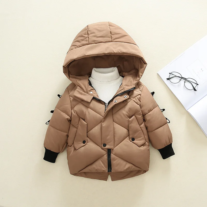 Зимняя теплая парка для мальчиков Детские хлопковые толстые куртки с капюшоном