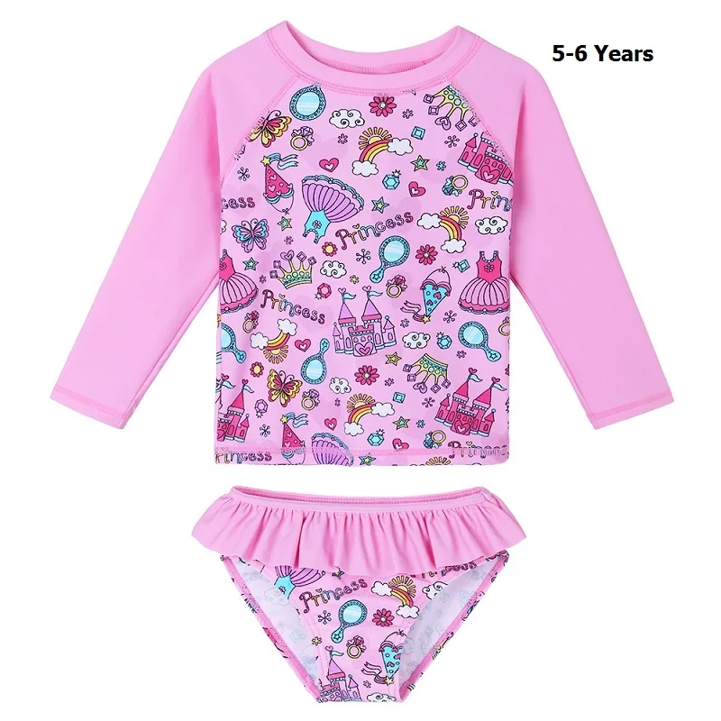 S307 pink 6A BAOHULU/детские купальные костюмы с длинными рукавами и цветочным рисунком для девочек UPF50+ детские купальные костюмы для маленьких девочек - Цвет: S307 pink 6A