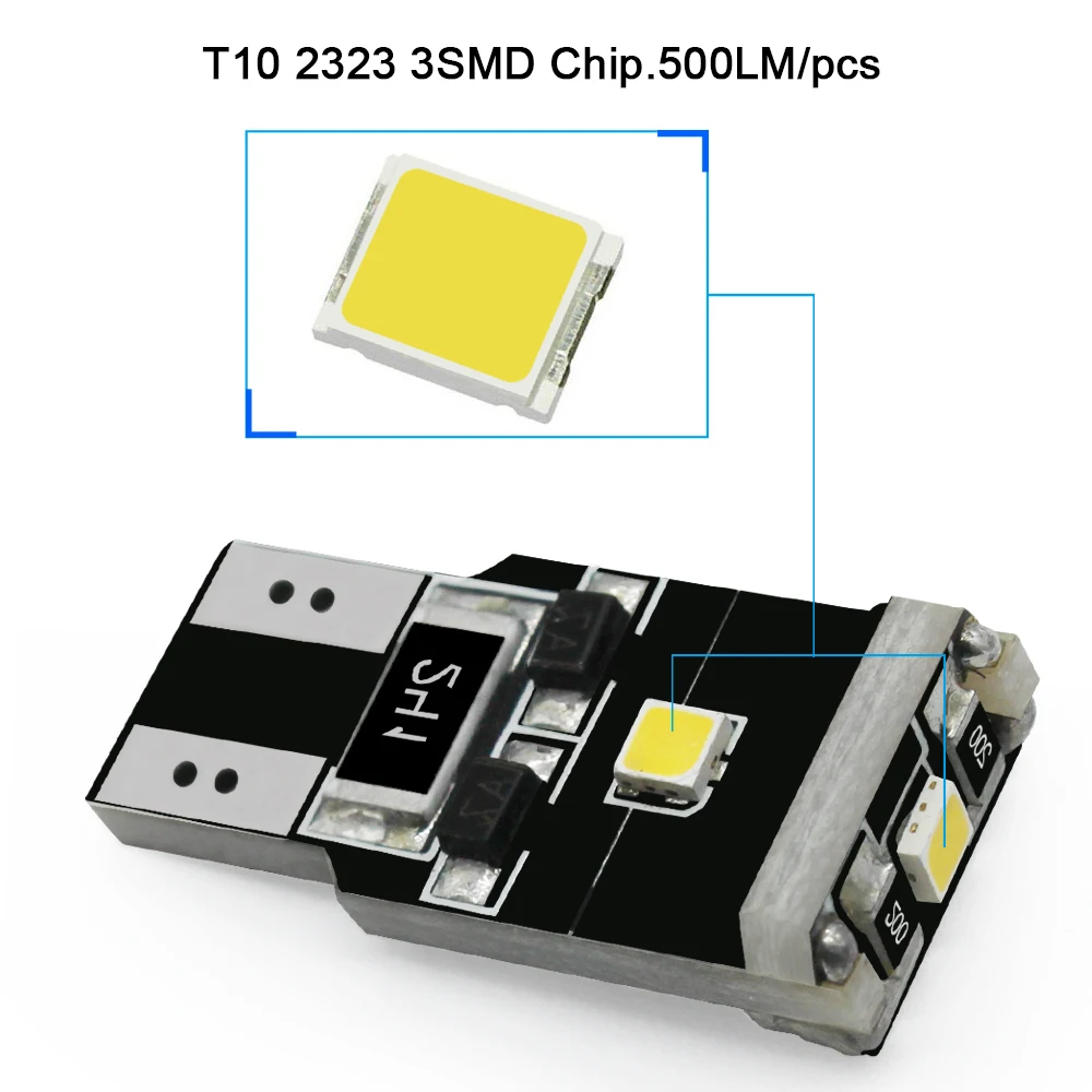 Современный автомобильный 2шт T10 3SMD 2323 светодиодный 168 194 светильник без ошибок