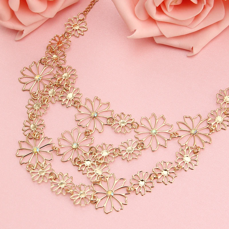 Hesiod Vintage Bohemian Multi-layer Hollowed Flower Necklace for Women image 4